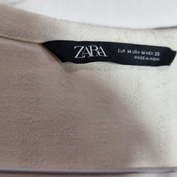 Zara white short sleeve button-up tie-front Crop top - Picture 2 of 3